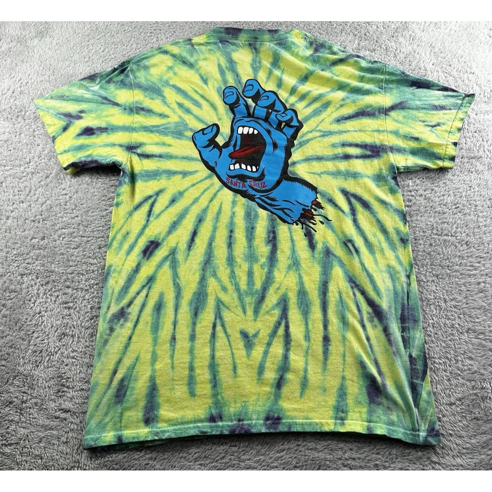 Vintage Y2K Santa Cruz Tie Dye T Shirt Mens Small Skate Punk Hand Graphic Hippie